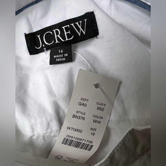 JCrew Ruffle-trim cotton poplin button-up shirt size 18 White - Picture 11 of 14